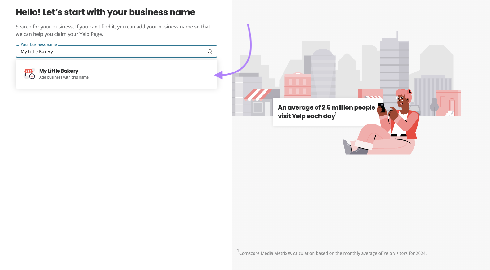Business name is entered.